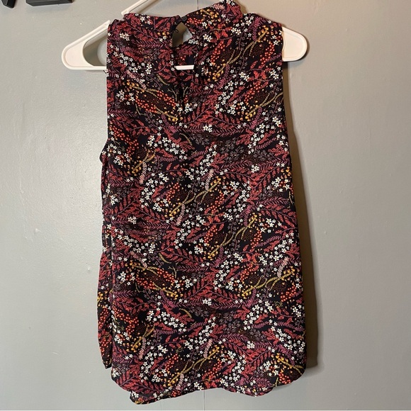 Loft Black Floral Sleeveless Highneck Tank Top size small - Picture 6 of 8
